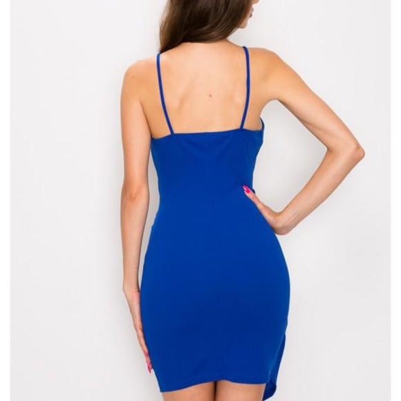Royal Blue Cocktail Bodycon Dress - Picture 2 of 6